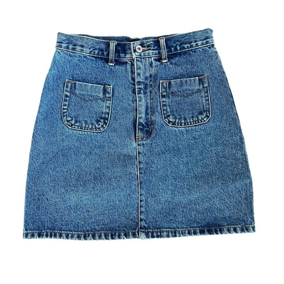 Vintage High Waisted Jean Mini Skirt Size Small - Picture 1 of 7